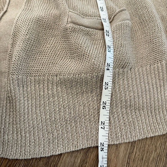 J Jill Love Linen Cardigan Women’s Med Sweater Beige Neutral Pockets Coastal - Picture 8 of 8
